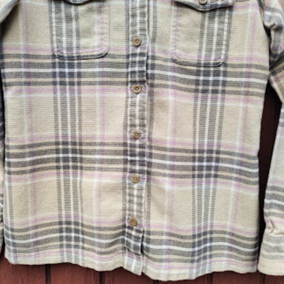 PATAGONIA | Brown Long Sleeve Fjord Plaid Flannel Cotton Shirt Mojave Khaki 6 - Picture 5 of 11